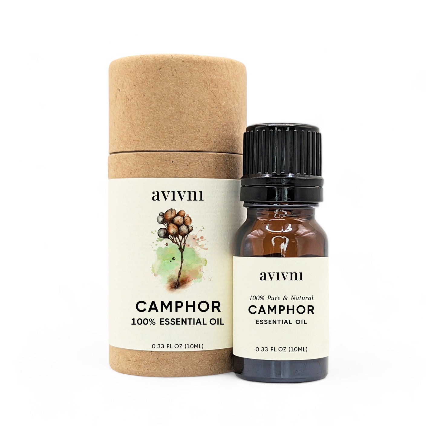Avivni Camphor Essential Oil- 100% Pure, Organic, Therapeutic Grade, 0.33oz (10ml)