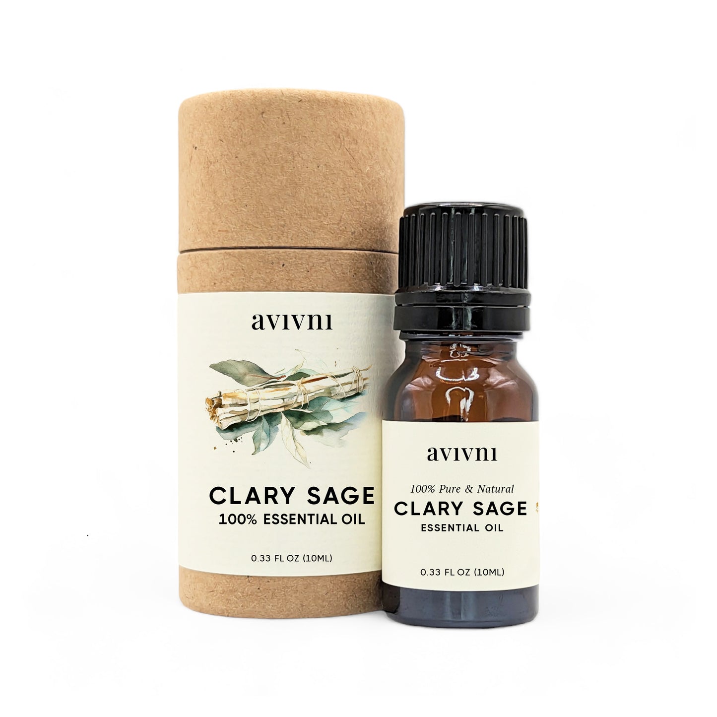Avivni Clary Sage Essential Oil- 100% Pure, Organic, Therapeutic Grade, 0.33oz (10ml)