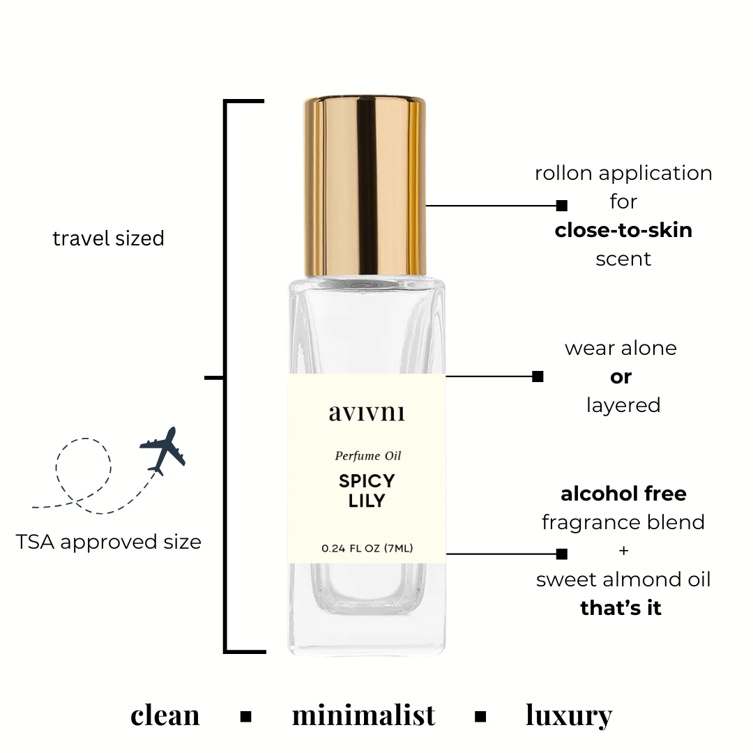 Avivi Spicy Lily Luxury Perfume Oil Roller - Travel Sized Clean Fragrance (7ml)