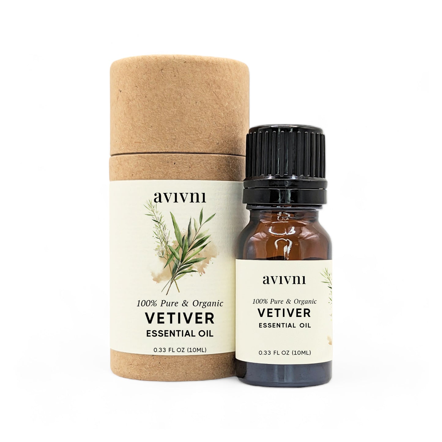 Avivni Vetiver Essential Oil- 100% Pure, Organic, Therapeutic Grade, 0.33oz (10ml)