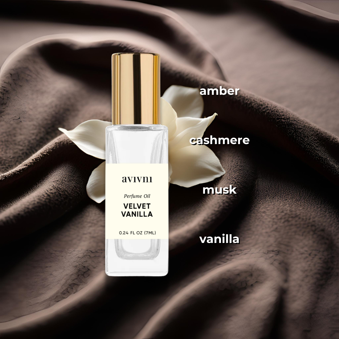 Avivni Velvet Vanilla Luxury Perfume Oil RollOn - Travel Sized Clean Fragrance (7ml)